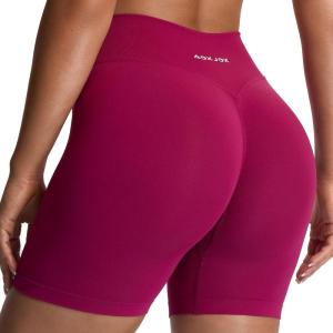 imageAoxjox Refine Seamless Workout Biker Shorts for Women Low Waisted Hidden Scrunch Athletic Running Yoga Short 5quotBerry Red