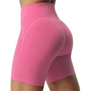 imageAoxjox Scarlett Workout Biker Shorts for Women Tummy Control High Waisted Hidden Scrunch Athletic Gym Running Yoga Short 6quotAzalea Pink