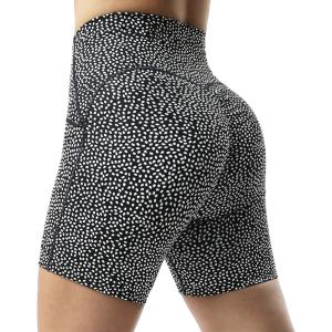 imageAoxjox Scarlett Workout Biker Shorts for Women Tummy Control High Waisted Hidden Scrunch Athletic Gym Running Yoga Short 6quotBlack Dot Print