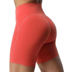 imageAoxjox Scarlett Workout Biker Shorts for Women Tummy Control High Waisted Hidden Scrunch Athletic Gym Running Yoga Short 6quotSpiced Coral