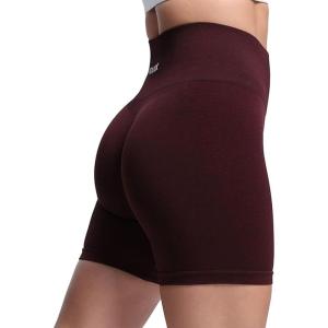 imageAoxjox Seamless Asset Workout Biker Shorts for Women Tummy Control High Waisted Athletic Scrunch Gym Running Yoga Short 5quot6quotBlack Berry Marl