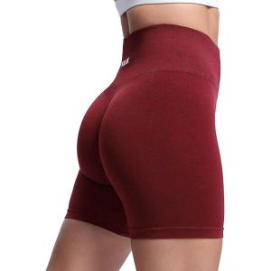 imageAoxjox Seamless Asset Workout Biker Shorts for Women Tummy Control High Waisted Athletic Scrunch Gym Running Yoga Short 5quot6quotJam Red Marl