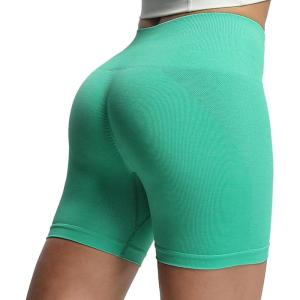 imageAoxjox Seamless Asset Workout Biker Shorts for Women Tummy Control High Waisted Athletic Scrunch Gym Running Yoga Short 5quot6quotMint Leaf