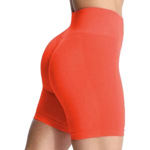 imageAoxjox Seamless Asset Workout Biker Shorts for Women Tummy Control High Waisted Athletic Scrunch Gym Running Yoga Short 5quot6quotPersimmon