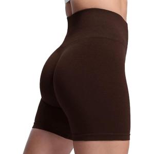 imageAoxjox Seamless Asset Workout Biker Shorts for Women Tummy Control High Waisted Athletic Scrunch Gym Running Yoga Short 5quot6quotSlate Coffee