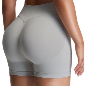 imageAoxjox Seamless Workout Biker Shorts for Women Impact Hidden Scrunch Low Waisted Athletic Running Yoga Short 35quot45quot6quotFeather Beige