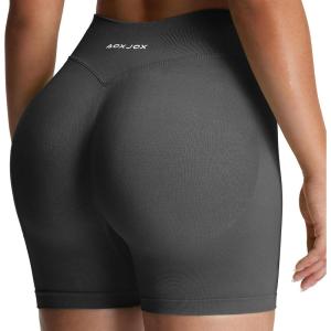 imageAoxjox Seamless Workout Biker Shorts for Women Impact Hidden Scrunch Low Waisted Athletic Running Yoga Short 35quot45quot6quotGrey