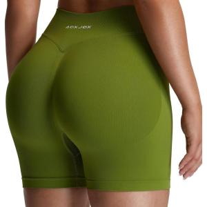 imageAoxjox Seamless Workout Biker Shorts for Women Impact Hidden Scrunch Low Waisted Athletic Running Yoga Short 35quot45quot6quotMeadow Green
