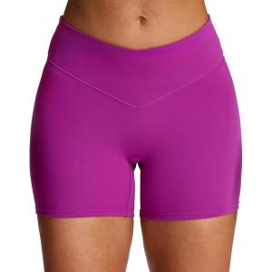 imageAoxjox Vanity Workout Biker Shorts for Women V Waist Tummy Control High Waisted Hidden Scrunch Running Yoga Short 45quotPurple