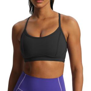 imageAoxjox Womens Workout Sports Bras Fitness Training Gym Lexi Lined Bra Yoga Crop TankBlack