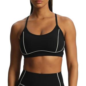 imageAoxjox Womens Workout Sports Bras Fitness Training Gym Lexi Lined Bra Yoga Crop TankBlack Mink