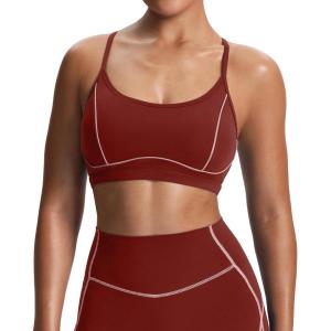 imageAoxjox Womens Workout Sports Bras Fitness Training Gym Lexi Lined Bra Yoga Crop TankBurgundyWoodrose