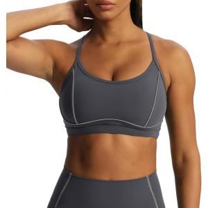 imageAoxjox Womens Workout Sports Bras Fitness Training Gym Lexi Lined Bra Yoga Crop TankIron GreyGrey