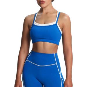 imageAoxjox Womens Workout Sports Bras Takes Two Bra High Impact Training Fitness Running Yoga Crop TankDirectoire BlueWhite