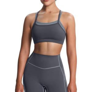 imageAoxjox Womens Workout Sports Bras Takes Two Bra High Impact Training Fitness Running Yoga Crop TankIron GreyGrey