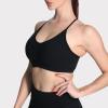 imageAoxjox Sports Bras for Women Workout Fitness Ruched Training Baddie Cross Back Yoga Crop TankA Black