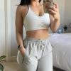 imageAoxjox Sports Bras for Women Workout Fitness Ruched Training Baddie Cross Back Yoga Crop TankA White