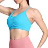 imageAoxjox Sports Bras for Women Workout Fitness Ruched Training Baddie Cross Back Yoga Crop TankAquarius Blue