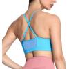 imageAoxjox Sports Bras for Women Workout Fitness Ruched Training Baddie Cross Back Yoga Crop TankAquarius Blue