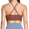 imageAoxjox Sports Bras for Women Workout Fitness Ruched Training Baddie Cross Back Yoga Crop TankDandelion Brown