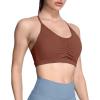 imageAoxjox Sports Bras for Women Workout Fitness Ruched Training Baddie Cross Back Yoga Crop TankDandelion Brown