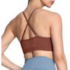 imageAoxjox Sports Bras for Women Workout Fitness Ruched Training Baddie Cross Back Yoga Crop TankDandelion Brown