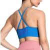 imageAoxjox Sports Bras for Women Workout Fitness Ruched Training Baddie Cross Back Yoga Crop TankDirectoire Blue