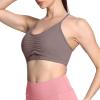 imageAoxjox Sports Bras for Women Workout Fitness Ruched Training Baddie Cross Back Yoga Crop TankFudge Coffee