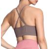 imageAoxjox Sports Bras for Women Workout Fitness Ruched Training Baddie Cross Back Yoga Crop TankFudge Coffee