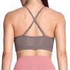 imageAoxjox Sports Bras for Women Workout Fitness Ruched Training Baddie Cross Back Yoga Crop TankFudge Coffee
