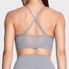 imageAoxjox Sports Bras for Women Workout Fitness Ruched Training Baddie Cross Back Yoga Crop TankGrey