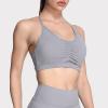 imageAoxjox Sports Bras for Women Workout Fitness Ruched Training Baddie Cross Back Yoga Crop TankGrey