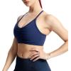 imageAoxjox Sports Bras for Women Workout Fitness Ruched Training Baddie Cross Back Yoga Crop TankNavy