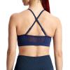 imageAoxjox Sports Bras for Women Workout Fitness Ruched Training Baddie Cross Back Yoga Crop TankNavy