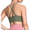 imageAoxjox Sports Bras for Women Workout Fitness Ruched Training Baddie Cross Back Yoga Crop TankOlive Green