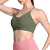 imageAoxjox Sports Bras for Women Workout Fitness Ruched Training Baddie Cross Back Yoga Crop TankOlive Green