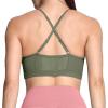 imageAoxjox Sports Bras for Women Workout Fitness Ruched Training Baddie Cross Back Yoga Crop TankOlive Green