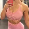 imageAoxjox Sports Bras for Women Workout Fitness Ruched Training Baddie Cross Back Yoga Crop TankPink