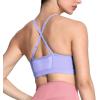 imageAoxjox Sports Bras for Women Workout Fitness Ruched Training Baddie Cross Back Yoga Crop TankPurple Heather