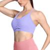 imageAoxjox Sports Bras for Women Workout Fitness Ruched Training Baddie Cross Back Yoga Crop TankPurple Heather