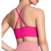 imageAoxjox Sports Bras for Women Workout Fitness Ruched Training Baddie Cross Back Yoga Crop TankRose Red