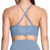 imageAoxjox Sports Bras for Women Workout Fitness Ruched Training Baddie Cross Back Yoga Crop TankSteel Blue