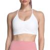 imageAoxjox Sports Bras for Women Workout Fitness Ruched Training Baddie Cross Back Yoga Crop TankA White
