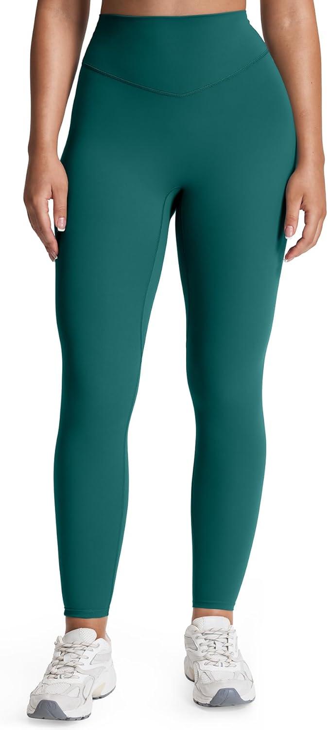 imageAoxjox High Waisted Workout Leggings for Women Tummy Control Buttery Soft Yoga Metamorph Deep V Pants 26quotDeep Lagoon