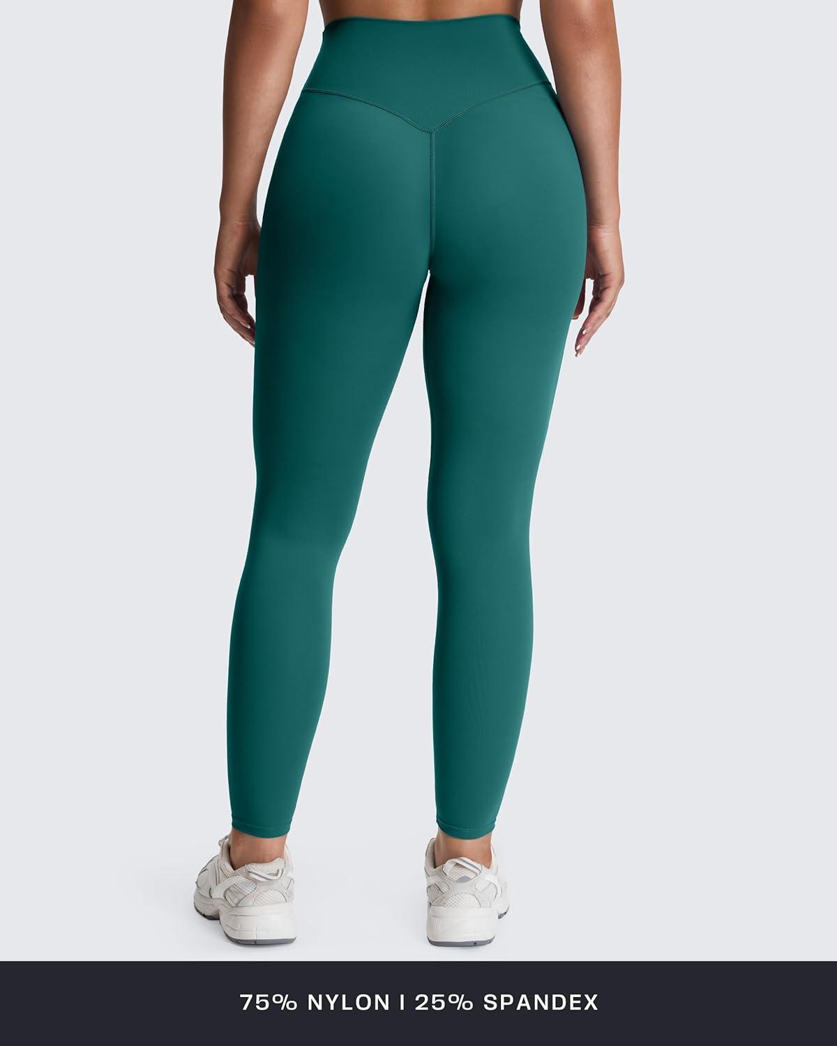 imageAoxjox High Waisted Workout Leggings for Women Tummy Control Buttery Soft Yoga Metamorph Deep V Pants 26quotDeep Lagoon