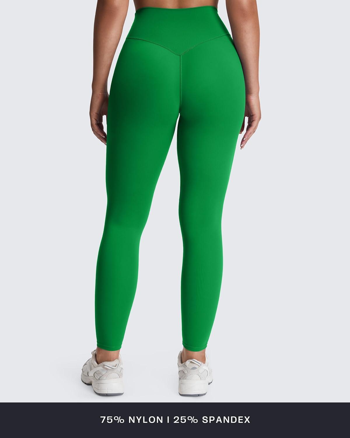 imageAoxjox High Waisted Workout Leggings for Women Tummy Control Buttery Soft Yoga Metamorph Deep V Pants 26quotJolly Green