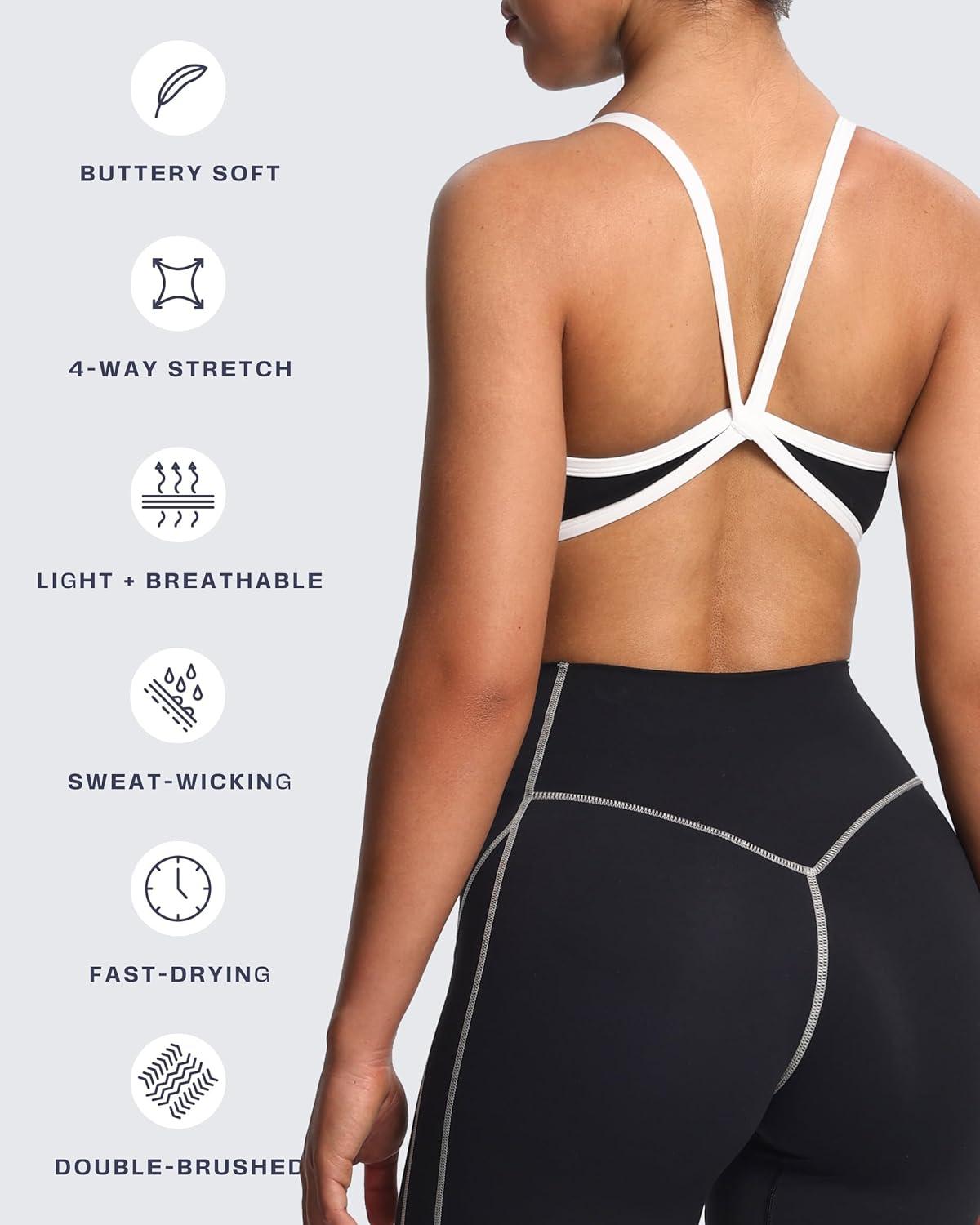 imageAoxjox Womens Color Block Workout Sports Bras Fitness Blair Bra Athletic Yoga Crop TankBlack and White