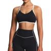 imageAoxjox Womens Color Block Workout Sports Bras Fitness Blair Bra Athletic Yoga Crop TankBlack and White