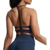 imageAoxjox Womens Workout Sports Bras Fitness Darla High Neck Bra Yoga Crop TankDark Blue Marl