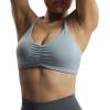 imageAoxjox Womens Workout Sports Bras Fitness Molly Cross Back Ruched Bra Yoga Crop TankGrey